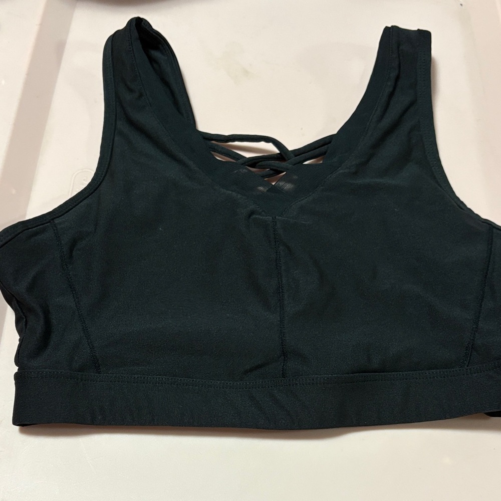Avia Charcoal Sports Bra with Lattice Back